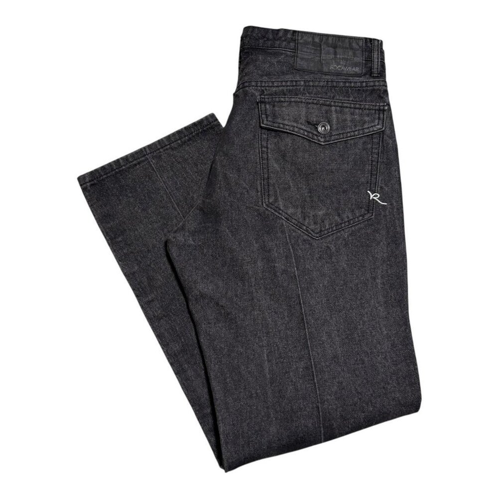 2000s Y2K Rocawear Faded Black Cotton Blend Jeans Men's 36‎ (Fits 35.25x30.5)
